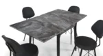 KARTAL SİYAH MERMER DESEN  MASA VE SANDALYE TAKIMI - Görsel 3