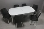 BEYAZ MERMER DESEN MASA VE SANDALYE TAKIM - Görsel 2